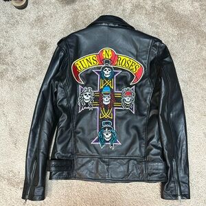 Guns and Roses embroidered leather biker jacket